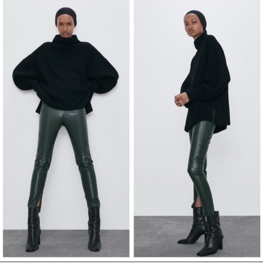 Zara high rise faux leather pants leggings